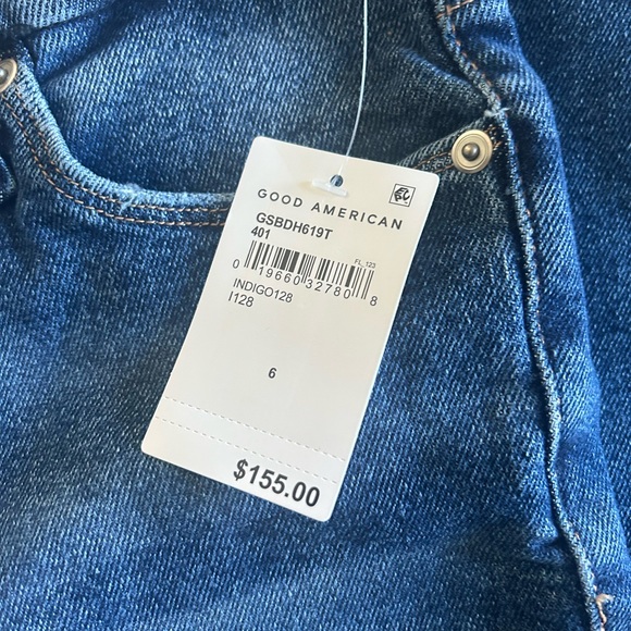 *GOOD AMERICAN Good Legs Straight Indigo Distressed Jean Indigo 6/28 NWT O-26 - Picture 12 of 14